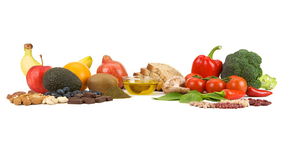 A studio shot of a group of healthy foods that are often referred to as Super Foods. One of a series of Super Food images.