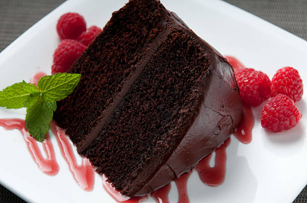 istock Culinary presentation of a wedge of chocolate cake  185296098