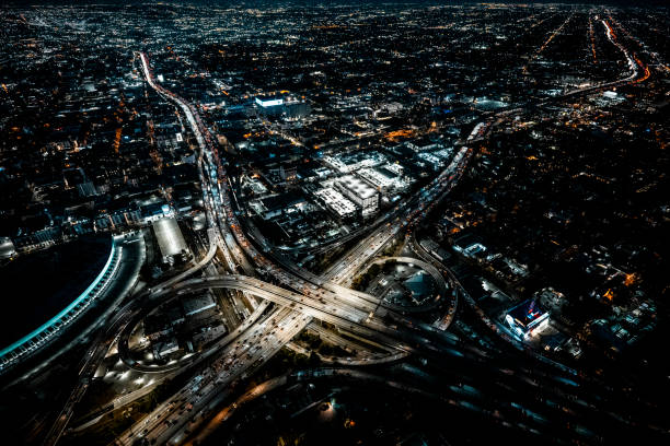 istock Los Angeles Downtown with its junctions seen from a helicopter point of view 1852961213