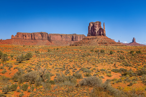 The wide landscape in the Monument Valley