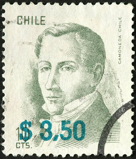 istock man on an old Chilean postage stamp 185296239