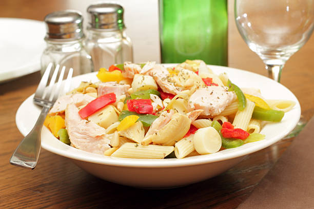 Salmon and rotini pasta in a dill and cream sauce
