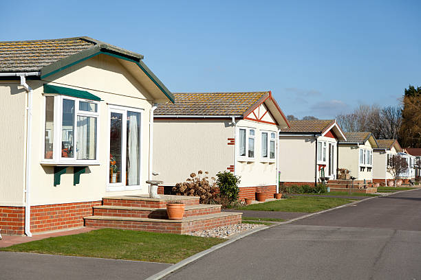 Residential mobile park homes Residential mobile park home estate.  Generally this type of caravan park estate is for home owners over the age of fifty years. manufactured housing stock pictures, royalty-free photos & images