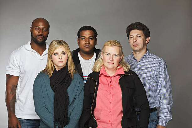 Diverse Group of  Unhappy People stock photo