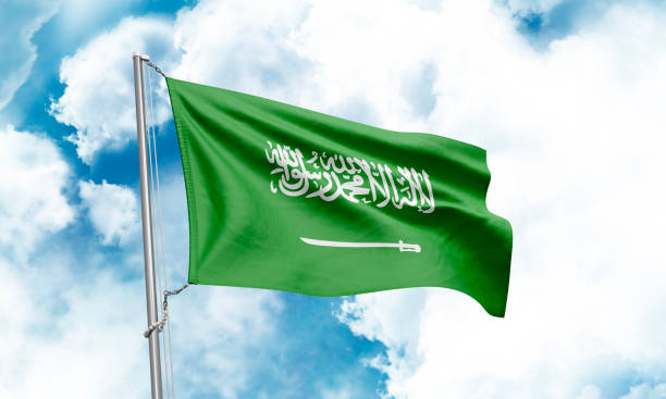 istock Saudi Arabia flag waving on sky background. 3D Rendering 1852971471