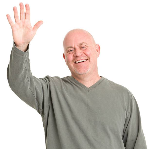 Happy Mature Man Waving Hello
