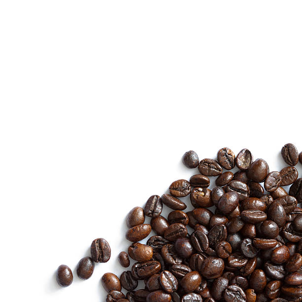 coffee beans isolated on white background - top and bottom стоковые фото и изображения