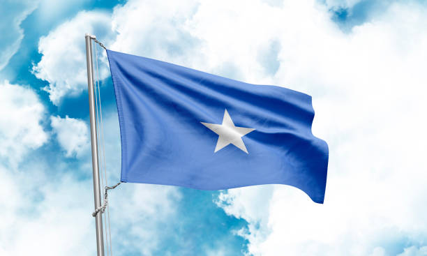 istock Somalia flag waving on sky background. 3D Rendering 1852975819