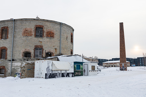 old Patarei fortress in Tallinn in Estonia in winter, the building was used as a prison and a place of terror in soviet era