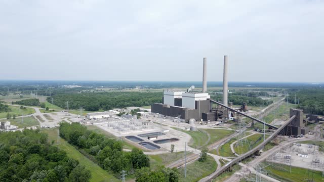 DTE Belle River Power Plant in Michigan, aerial drone view