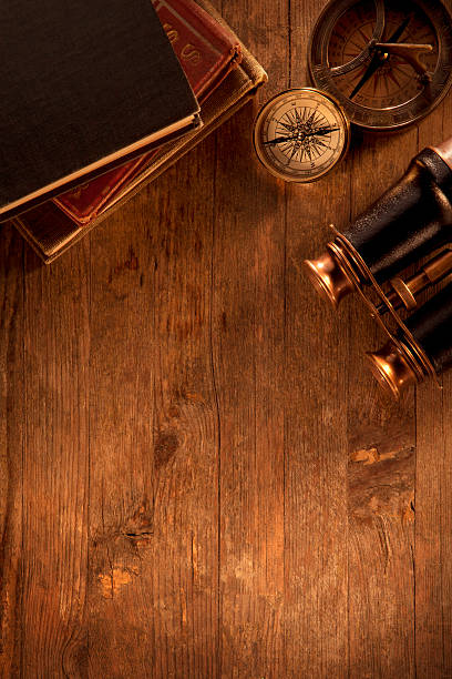 istock Antique objects on a Wooden Desk 185297819