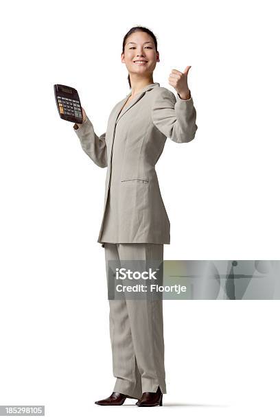 People Asian Business Woman With Calculator Stock Photo - Download Image Now - Calculator, Full Length, Young Adult