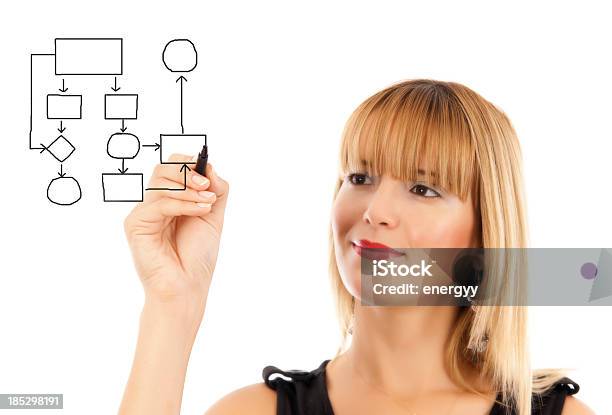Young Businesswoman Drawing Stock Photo - Download Image Now - Adult, Adults Only, Black Color