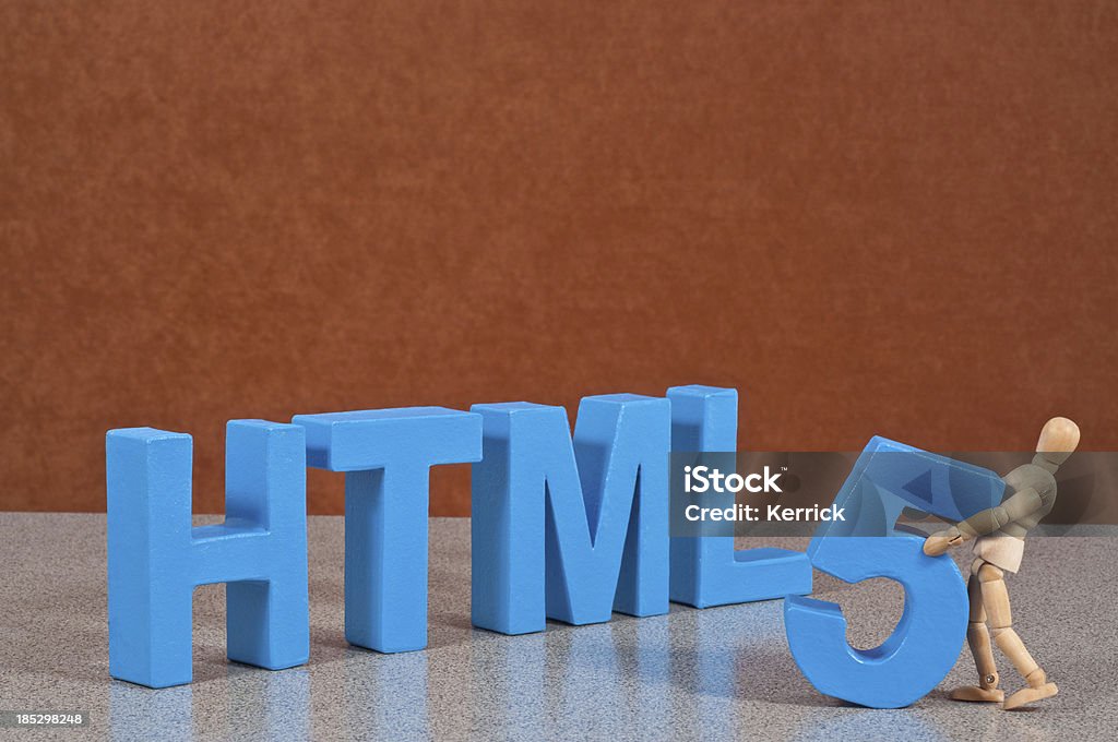 HTML 5-Hölzerne Kleiderpuppe was das Wort - Lizenzfrei Alphabet Stock-Foto