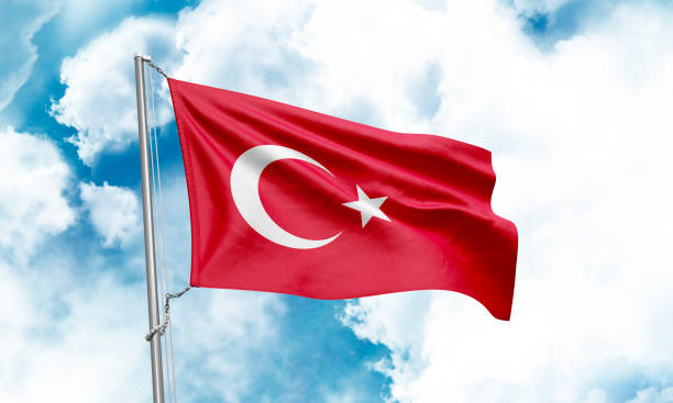istock Turkey flag waving on sky background. 3D Rendering 1852985327