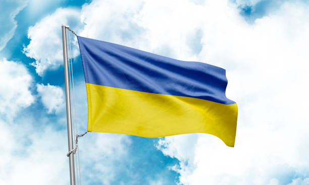 istock Ukraine flag waving on sky background. 3D Rendering 1852988431