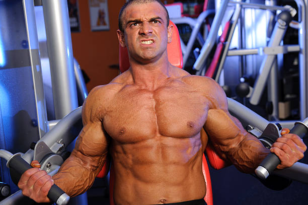 allenamento in palestra - body building determination deltoid wellbeing foto e immagini stock