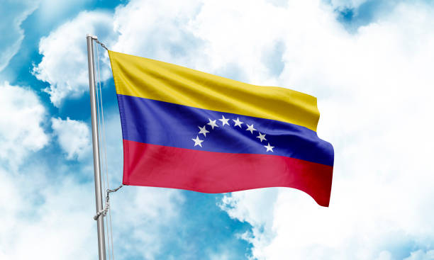 istock Venezuela flag waving on sky background. 3D Rendering 1852990560