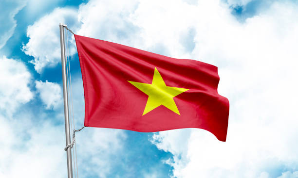 istock Vietnam flag waving on sky background. 3D Rendering 1852991084