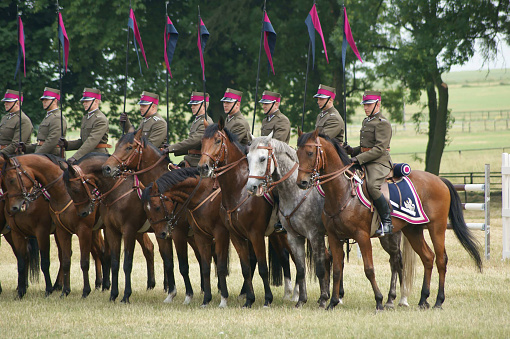 Polish cavalry trains before the celebration of the Polish Independence Day in the city park.