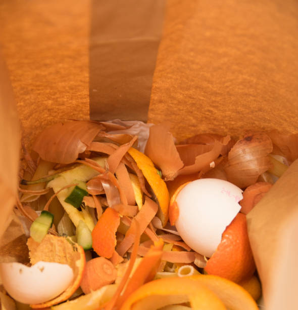 istock Food garbage in paper bag on the table. 1852993787