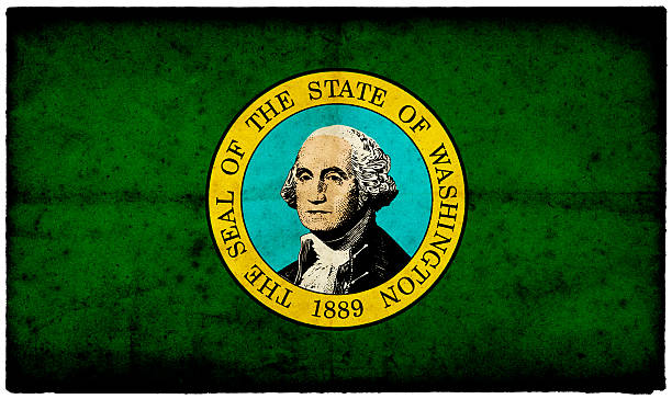 istock Grunge Washington flag on rough edged old postcard 185299853