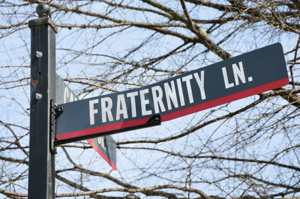 Close up of fraternity lane sign on campus.