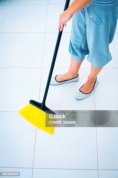 Cleaning Floor Stock Photo - Download Image Now - Adult, Adults Only, Broom