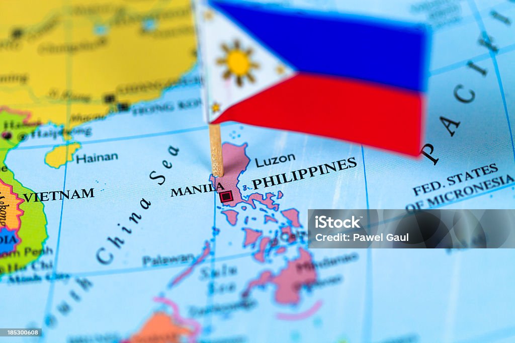 Map and flag of Philippines Map and flag of Philippines. Source: "World reference atlas" Philippines Stock Photo