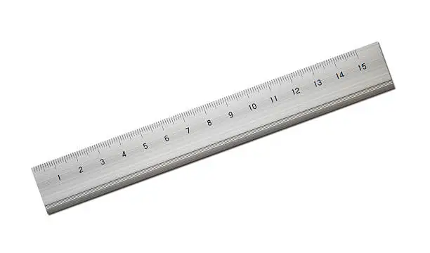 Metal Ruler on white.