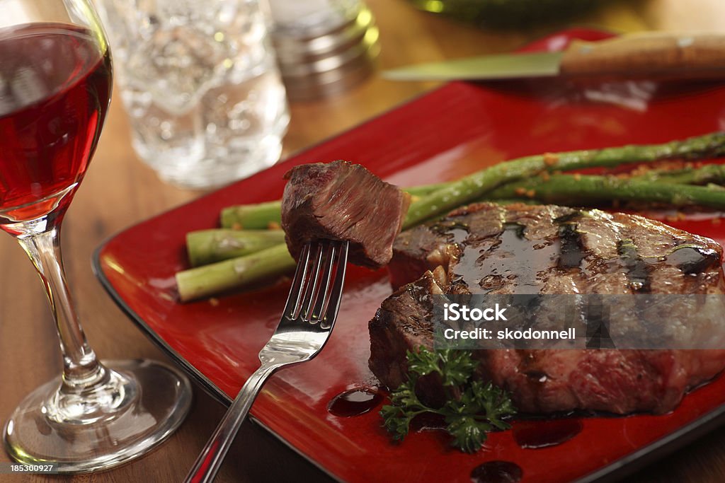 Abendessen mit Steak auf einer Gabel - Lizenzfrei Steak Stock-Foto