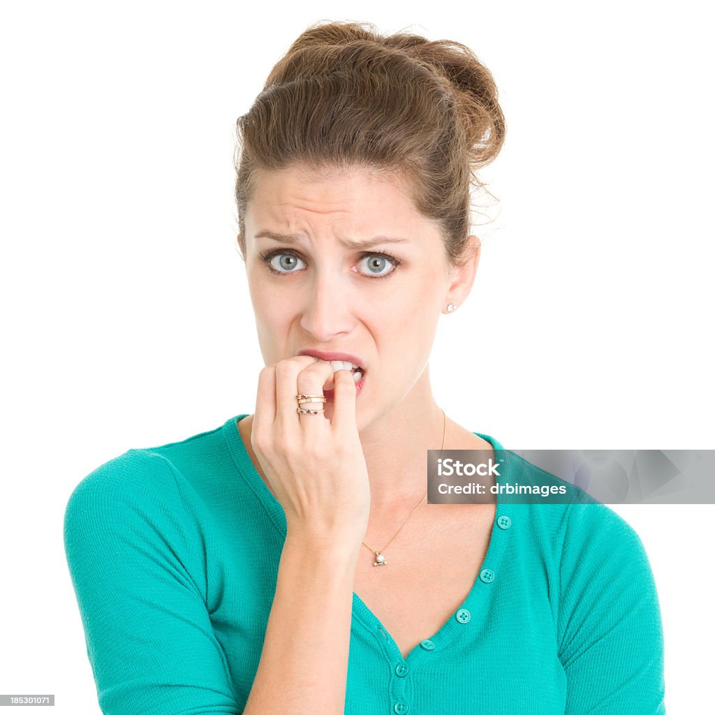 Nervös Junge Frau beißen Nägel - Lizenzfrei Besorgtheit Stock-Foto