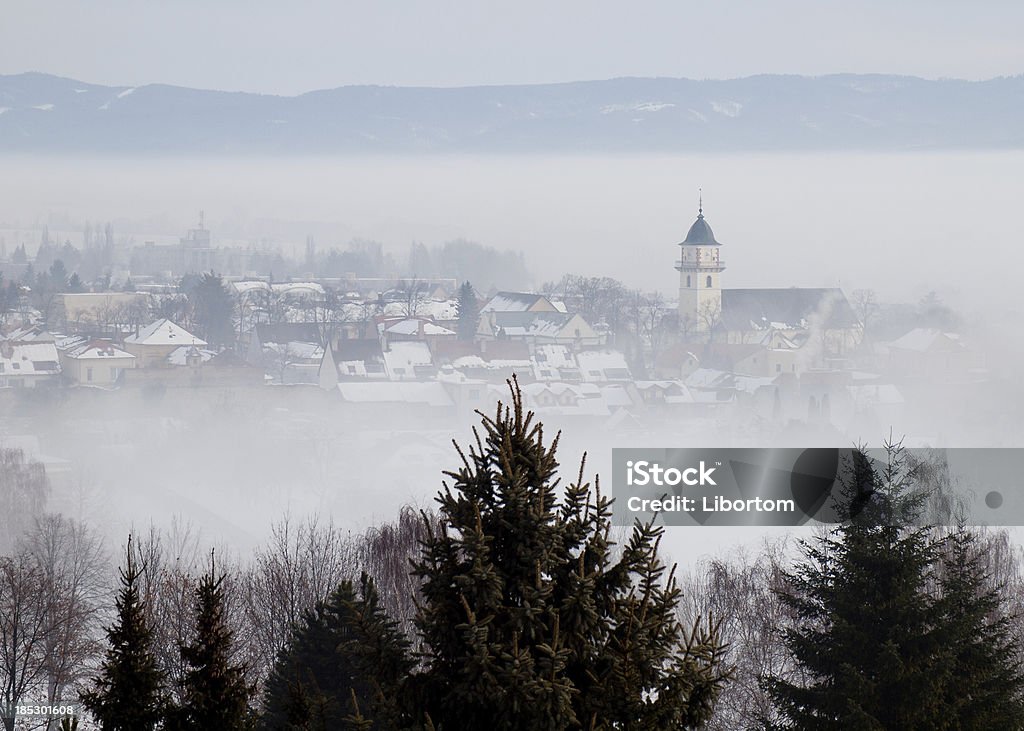 Bojnice Aerial view on Bojnice town - historical and spa town in Slowakia Church Stock Photo