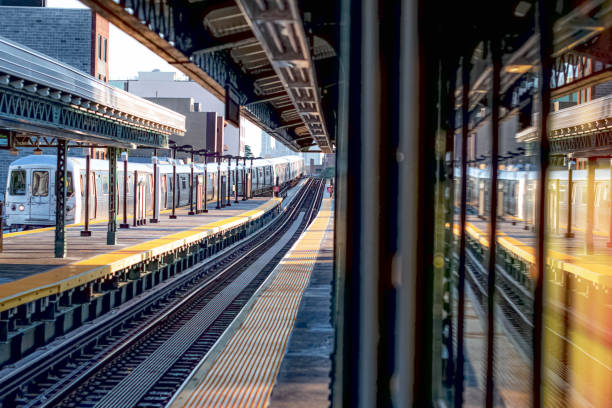 istock Subway train as a background copy space fence foreground 1853017583