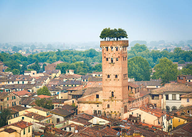 lucca, itália - urban scene aerial view building feature clear sky - fotografias e filmes do acervo