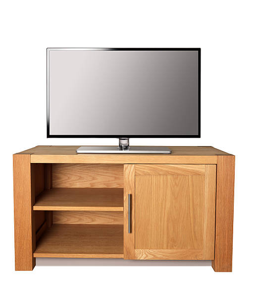 istock Hi-def television on tv stand 185302626