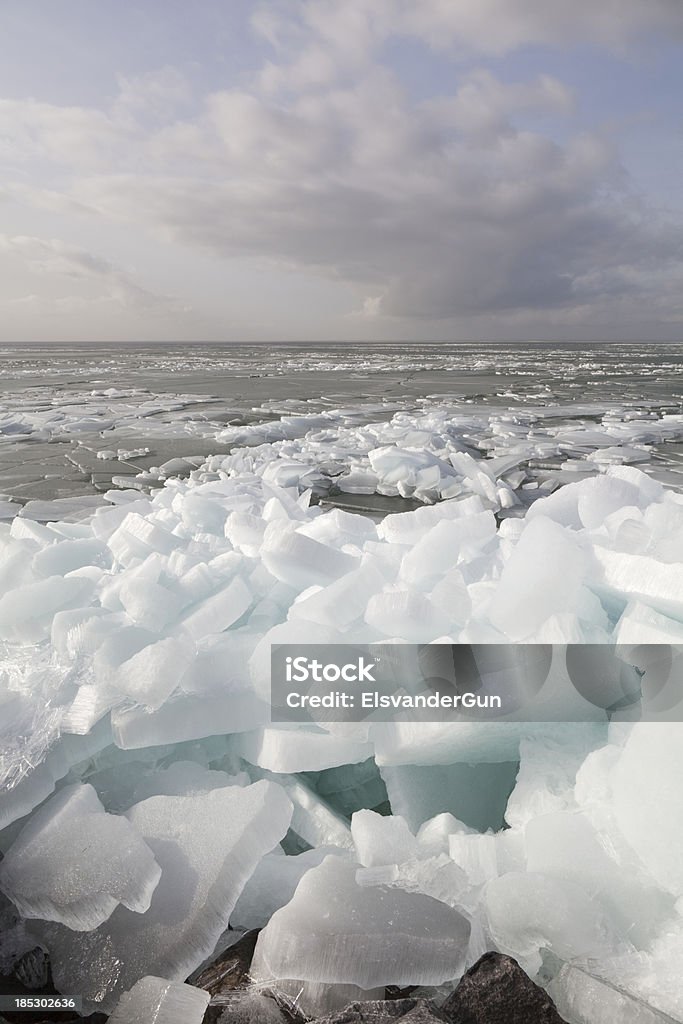 Ice floe drifting ice on the bordering lakes in The Netherlands - for more winter Basalt Stock Photo