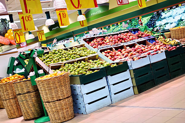 istock Vegetable and fruit section of supermarket 185302662