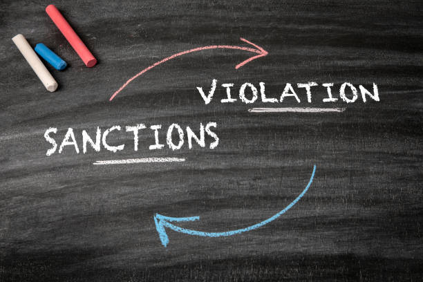 istock SANCTIONS VIOLATION Concept. Black scratched textured chalkboard background 1853026881