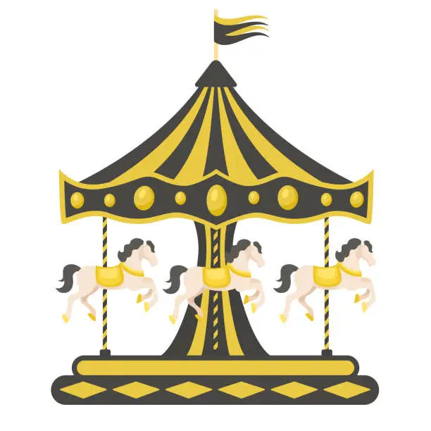 Vector illustration of Carousel. Merry go round. Vector clipart isolated on white background.