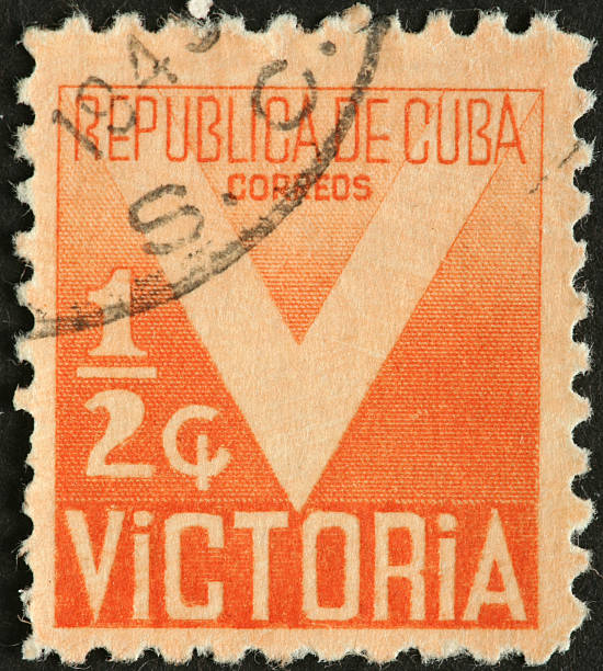 istock victory V on an old Cuban postage stamp 185303609