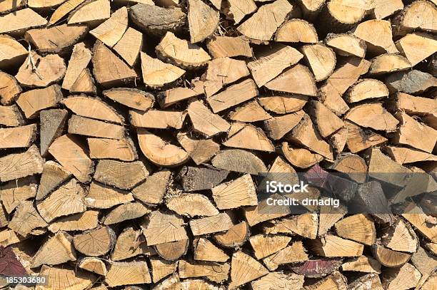 Firewood Chopped And Neatly Stacked Stock Photo - Download Image Now - Backgrounds, Firewood, Horizontal