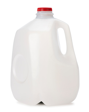 This is a photo of a gallon of Milk isolated on a white background.Click on the links below to view lightboxes.