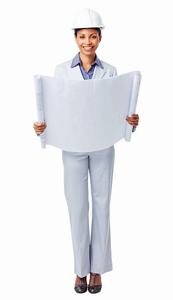 istock Female Architect Holding Blueprint - Isolated 185303777