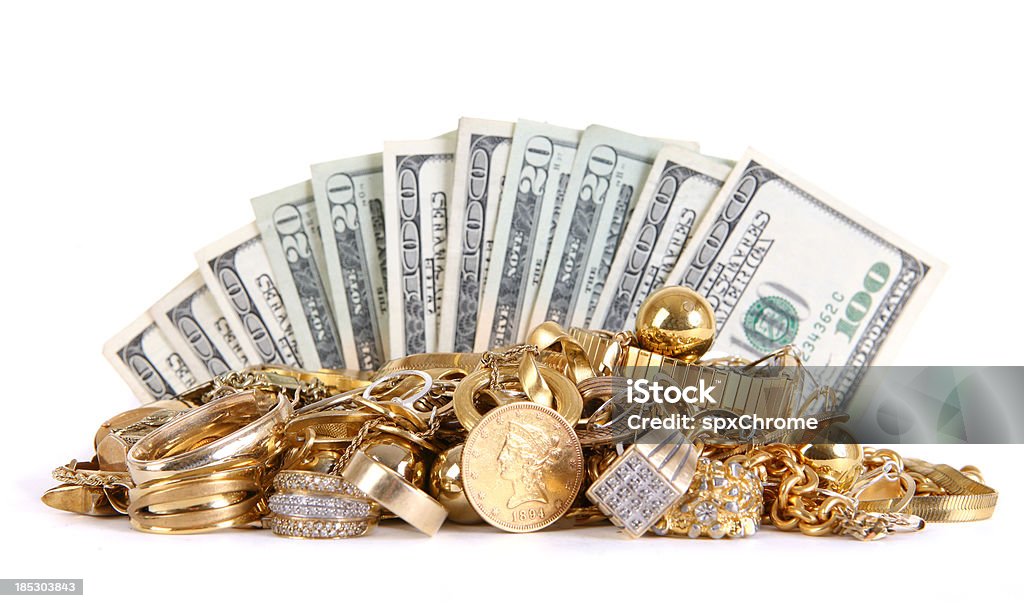 Bargeld für Gold - Lizenzfrei Gold - Edelmetall Stock-Foto