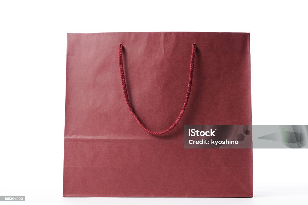 絶縁ショットブラウンの白い背景の上のショッピングバッグ - からっぽのロイヤリティフリーストックフォト