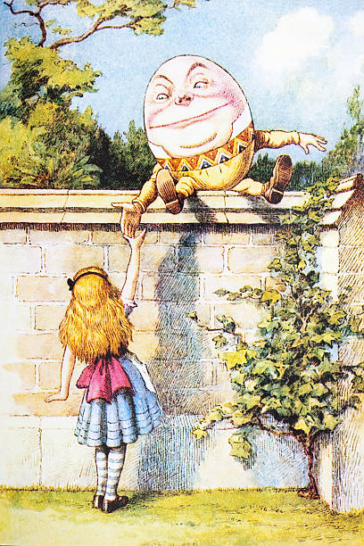 ilustrações de stock, clip art, desenhos animados e ícones de alice-através da aparência de vidrocomment - humpty dumpty