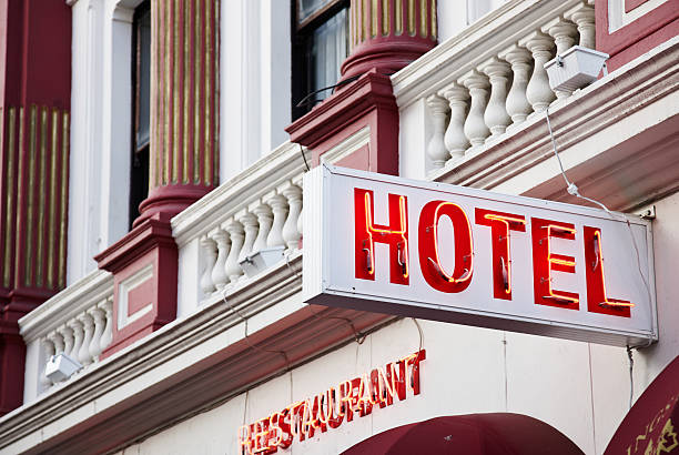 istock Red neon hotel and restaurant signs 185304322