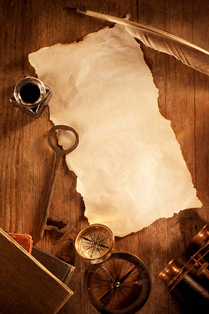 istock Antique Paper on a Wooden Desk 185304479