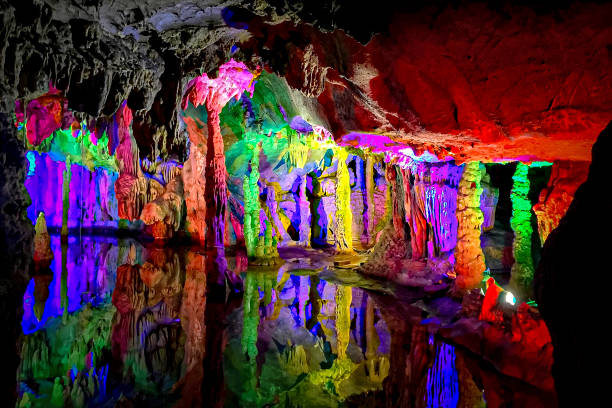 Stalactites and stalagmites in a beautiful cave